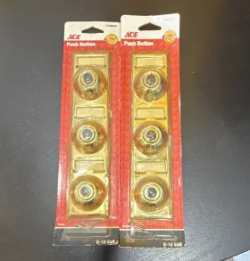 Ace 3106929 Illuminated Brass Finish Doorbell Push Button Gold Universal 2 Pack 6-16v