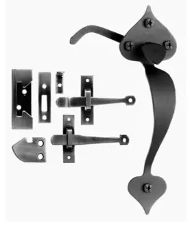 04-2471b Acorn At8br Heart Thumb Latch Combo Forged Iron Matte Black