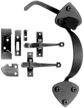 At9br Acorn Mfg Rim Latch 7/8 Inch - 1-3/4 Thick Forged Iron Matte Black