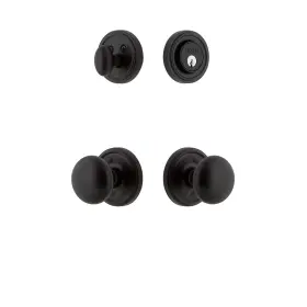 657289 Ageless Iron Loch Rosette Keep Knob Combo Pack Backset 2.375 Inch Black
