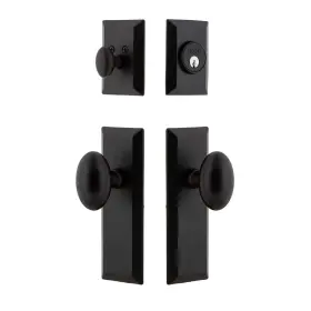 657330 Ageless Iron Keep Plate With Aeg Door Knob Entry Backset 2.375 Inch Black