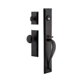 657755 Ageless Iron One-piece Handleset With A Grip Plate And Keep Knob Dummy Entry Set B