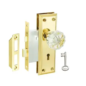 M-290x Akrilane Mortise Lock Set Interior Door Antique And Vintage Style Crystal Brass