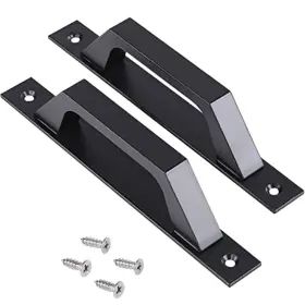 Aluwindoors 749691813727 7.9 Inch Sliding Barn Door Handle Black 2 Pack Gate Wooden Pull H
