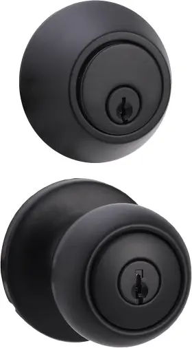 Ab-dh523-mb Amazon Basics Exterior Door Knob With Key Lock And Deadbolt Coastal Black