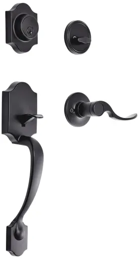 Ziq54910 Amazon Basics Handleset With Shelby Lever - Single Cylinder Matte Black