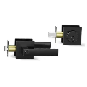 Angel Lock Store 738058517224 Deadbolt And Door Knob Set Exterior 1 Pack Matte Black