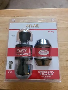 Atlas 048037351160 Home Security Exterior Entry Deadbolt Keyed Satin Chrome Pick Resistant