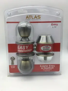 1734600 Atlas Home Security Exterior Entry Deadbolt - Antique Brass