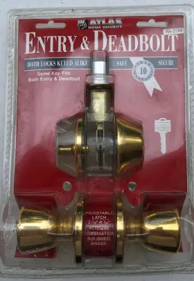 Ka-3144 Atlas Home Security Entry Lock And Deadbolt With Keys Polished Brass New In Packaging