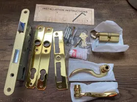 Dl-ml800-us3 Atrium Door Hardware Lever Style Mortise Lock Keyed Thumb Turn Polished Brass