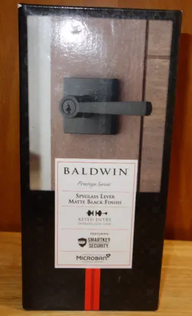 354splsqr514smtcp6alrcs Baldwin Prestige Series Spyglass Matte Black Entry Door Keyed Lock Smartkey