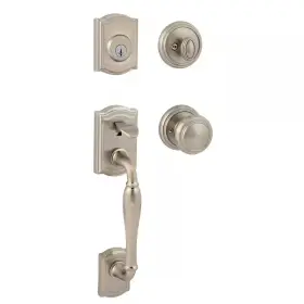 Baldwin 445006817857 Prestige Wesley Single Cylinder Satin Nickel Door Handleset With Alcott Kno