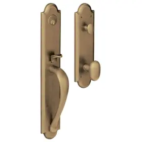 6402050entr Baldwin Boulder Full Escutcheon Single Cylinder Handleset And Knob Brass / Black