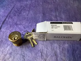 8324.037 Baldwin Single Cylinder Lock Set Antique Brass