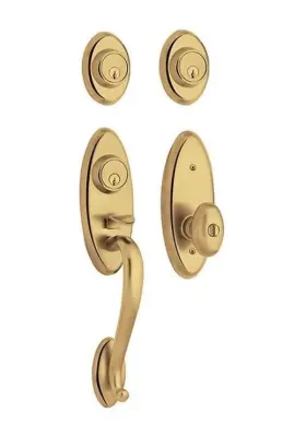 85345.003.2dc Baldwin Landon 2pt Double Cylinder Polished Brass Entry Door Lock Set