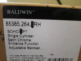 85385.264.1rh Baldwin Soho 1 Point -entry Set Satin Nickel -new-key Missing