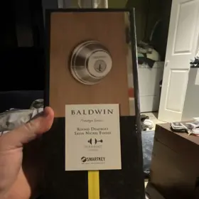 93800-008 Baldwin Prestige Series Round Deadbolt Smartkey Satin Nickel