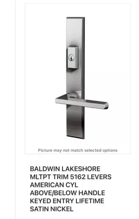 Baldwin Mp013 Pella 5162 Lever Multi-point Entry Trim Smartkeyed Satin Nickel