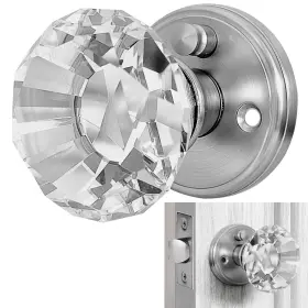 Balin Designs 065017190781 Silver Crystal Door Knob With Lock Glass Knobs Interior Privacy Set Vi