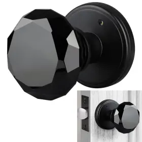 Balin Designs 860004874737 Black Crystal Door Knob Glass Knobs Interior Non-locking Set Antique D