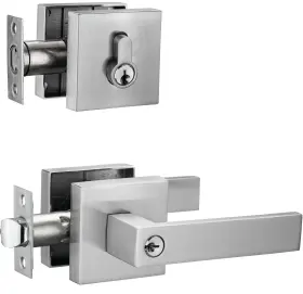 Berlin Modisch 686912505637 Contemporary Square Entry Lever Door Handle And Single Cylinde