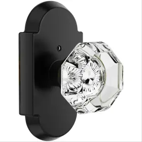 Bonkudoo 639395278093 Matte Black Crystal Door Knob Privacy Glass Knobs Wi