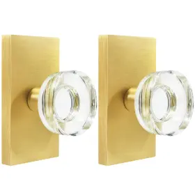 Bonkudoo 658359054832 2 Pack Gold Glass Dummy Door Knob Interior Satin Brass Crystal Kn