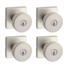 97403-178 Branded Pismo Entry Door Knob With Lock And Key Secure 4 Pack Satin Nickel