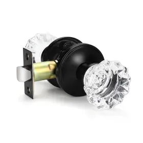 Fba-joy-dlc20-bk-ps-10pack Branded 10 Pack Classic Rosette Door Knobs Crystal Style Black
