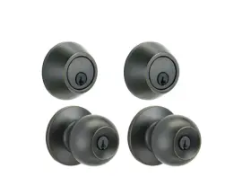 Brinks 039208244138 Keyed Entry Classic Ball Style Doorknob And Deadbolt Combo Tuscan Bronze
