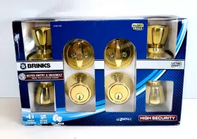 2105-105 Brinks 2106-109 Keyed Alike Entry And Dead Bolt Polished Brass High Security New