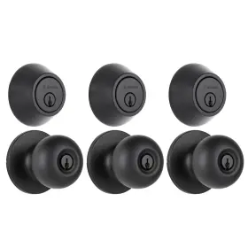 24403 Brinks Transitional Keyed Entry Door Knob And Deadbolt 3 Pack Matte Black