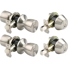 2798-119 Brinks - Bell Style Keyed Entry Door Knob And Single 2 Pack Satin Nickel