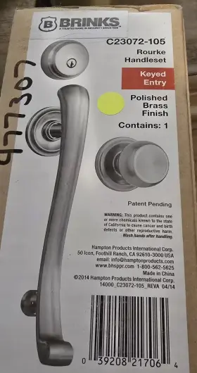 C23072-105 Brinks Rourke Handleset New Front Door Knob Set