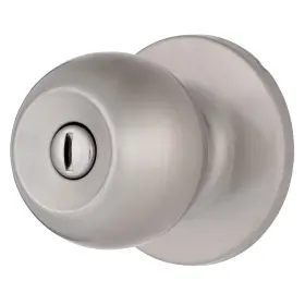 E2435-119 Brinks Transitional Privacy Door Knob - Satin Nickel Exterior Lock Set