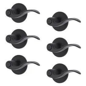 E2438-122-6a Brinks 6-pack Matte Black Transitional Bedroom Privacy Wave Door Handle