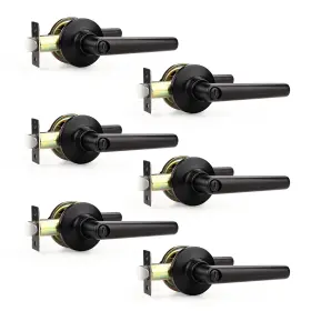 Fba-zy-3606x-bk-bk-6p Brotima 6 Pack Black Privacy Door Handle Matte Handles Interior Heavy Du