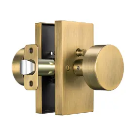 Sy2129-ab-3 Calzibeno 3 Pack Antique Brass Door Knobs Vintage Privacy Knob Interior Rectangu