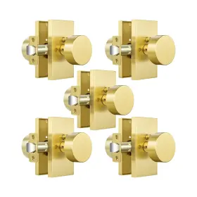 Sy2129-sb-5 Calzibeno Satin Brass Door Knobs 5 Pack Privacy Knob Brushed Gold Int