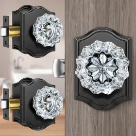 Zmx-sjs-thx-3 Calzibeno 3 Pack Crystal Door Knobs With Lock Glass Interior For Privacy Us