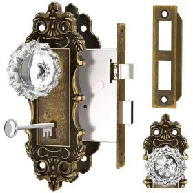 Ceymio 635408120113 Antique Door Knobs Interior Mortise Lock Bronze Knob Crystal Glass