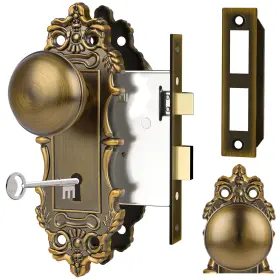 Ceymio 635408122148 Mortise Lock Door Knobs Interior Brass Knob Antique Gold Handle Ske