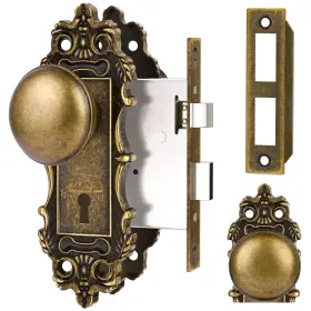 Ceymio 635408122155 Mortise Lock Door Knobs Interior Bronze Knob Antique Handle Skeleto