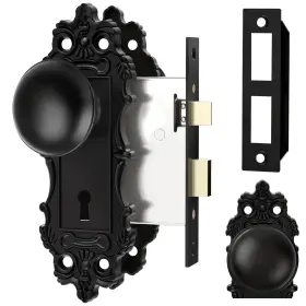 Ceymio 635408122179 Mortise Lock Door Knobs Interior Matte Black Knob Antique Handle Sk
