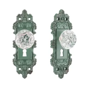 Ceymio 639395279021 Vintage Dummy Door Knob Interior 2 Pack Crystal Glass Green