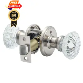 Cielsa Dawn P-c47 Glass Door Knobs Interior With Lock Satin 1 Pack Nickel
