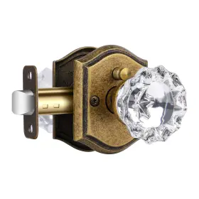 Clctk 635408120199 Glass Door Knobs Interior With Lock Vintage Crystal Antique Brass