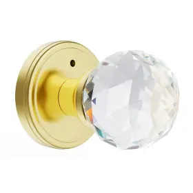 Clctk 639395277591 Polished Brass Crystal Glass Door Knobs Interior With Lock Gold Knob Pr