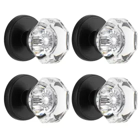 Clctk 639395277812 Dummy Glass Crystal Door Knobs Matte Black Round Handles For Hall